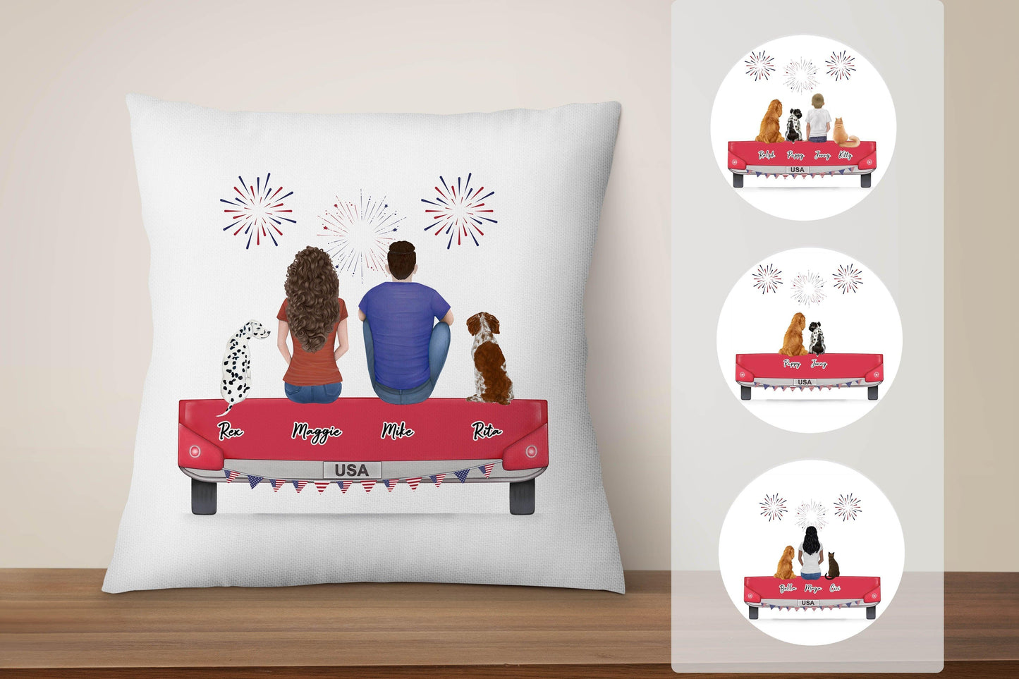 4th of July Personalized Pet & Owner Pillow