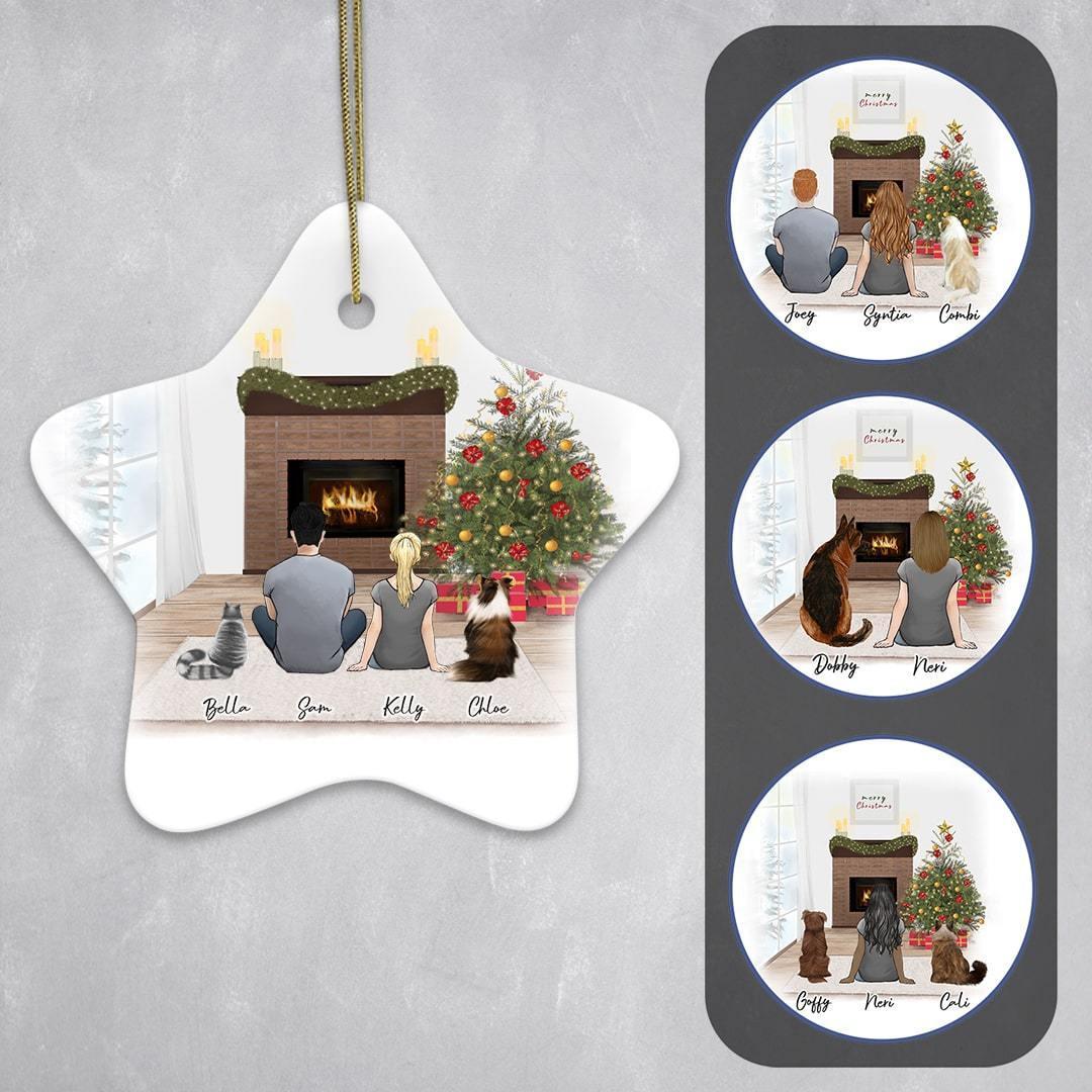Christmas Scene Star Ornament - Personalized Pet & Owner