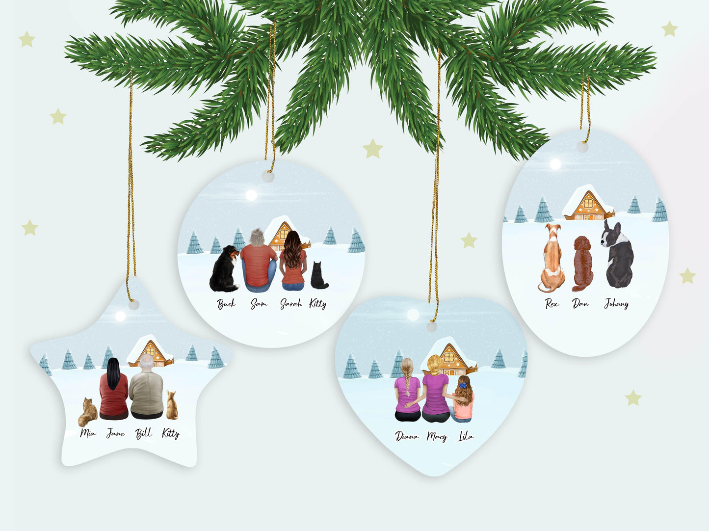 Holiday Circle Ornament - Personalized Pet & Owner