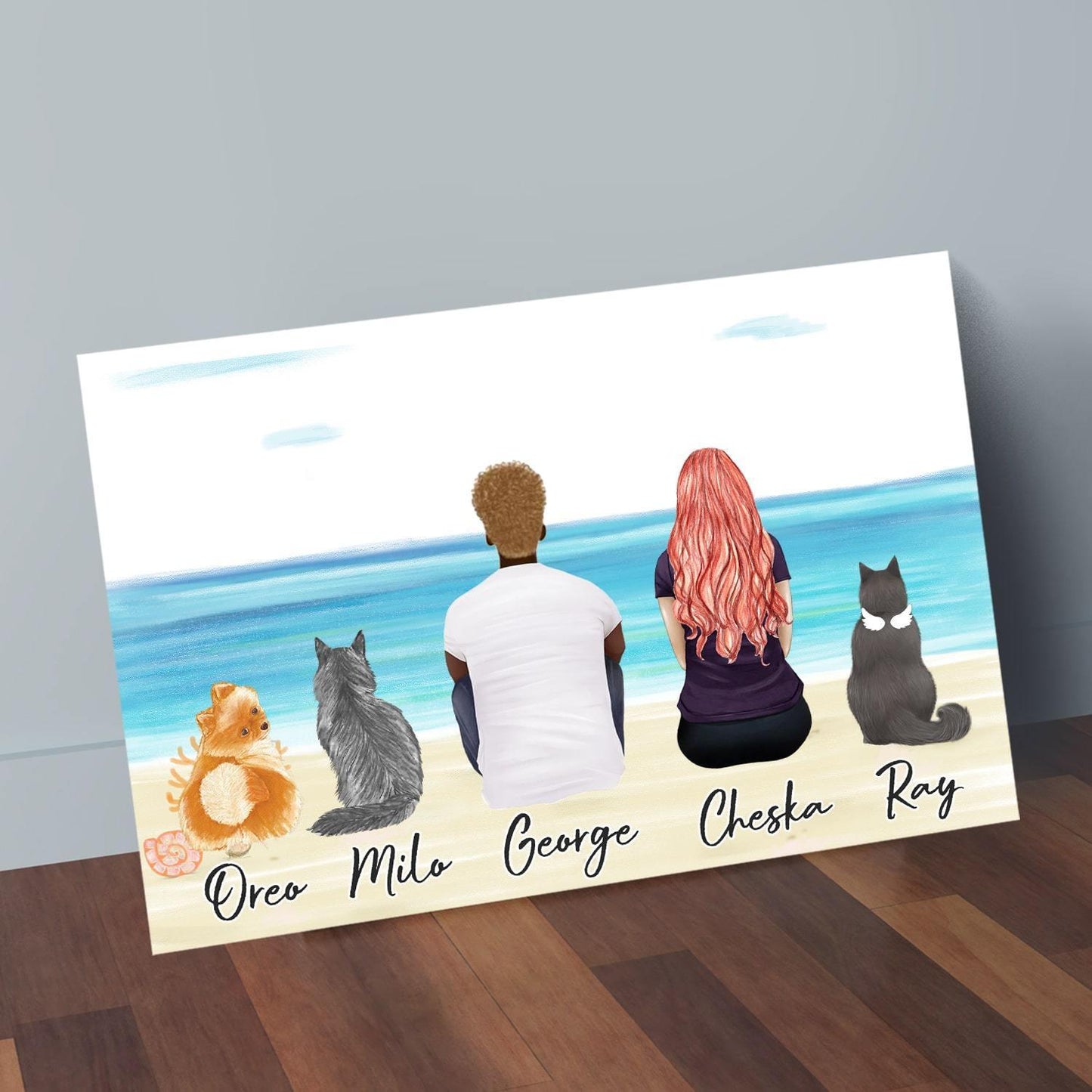 The Beach Personalzied Pet & Owner Wrapped Canvas