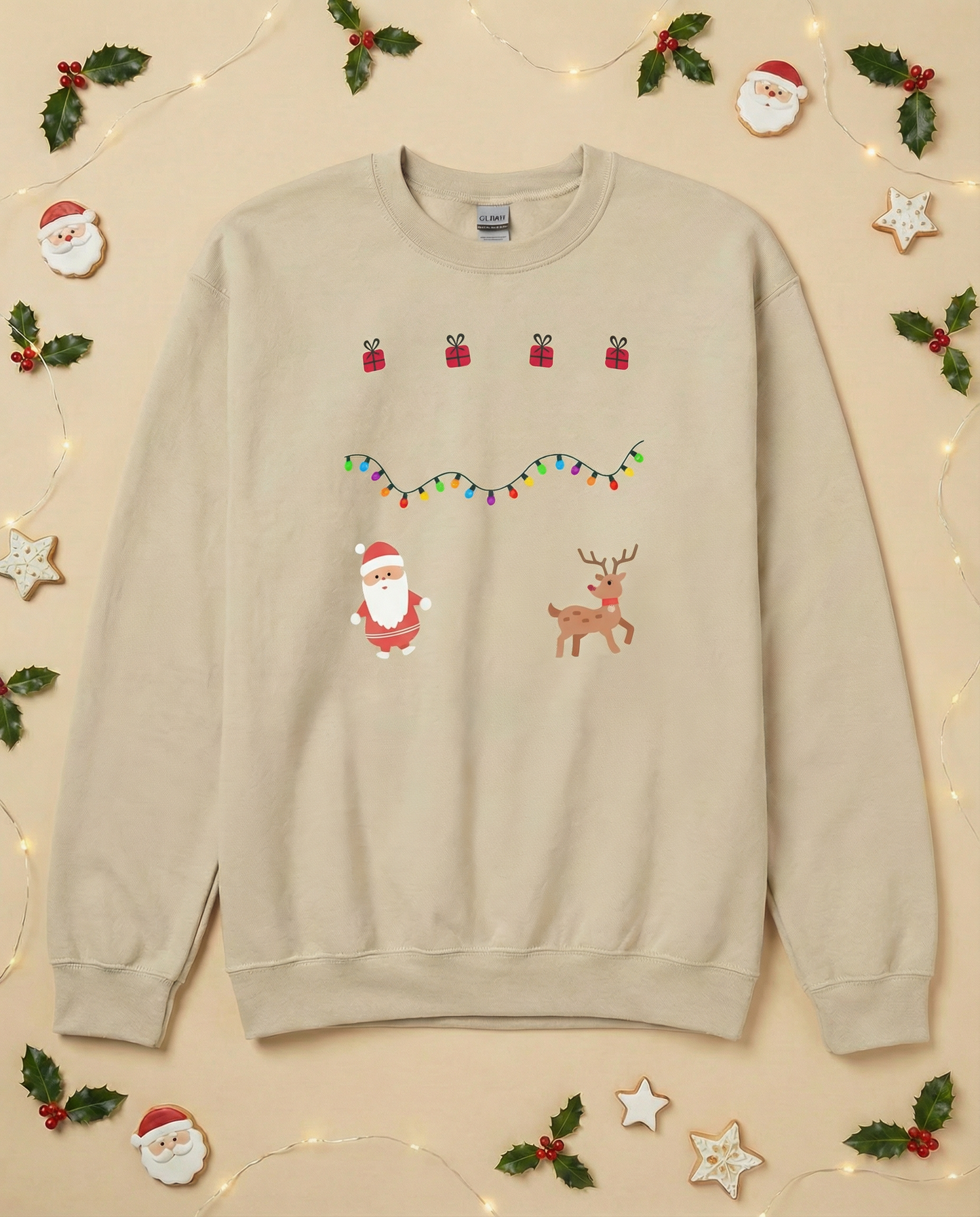 Custom Pet Holiday Sweatshirt - Santa Friends for Light Colored Shirts