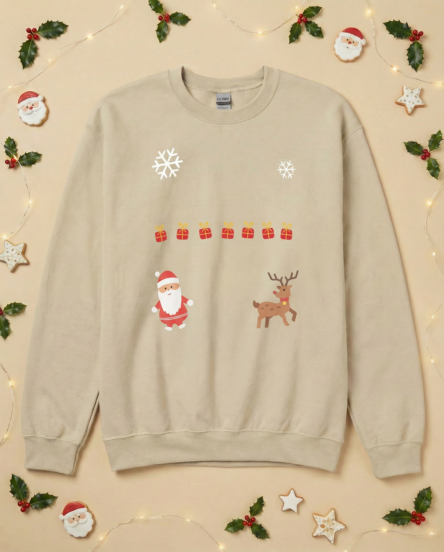 Custom Pet Holiday Sweatshirt - Santa Friends for Dark Colored Shirts