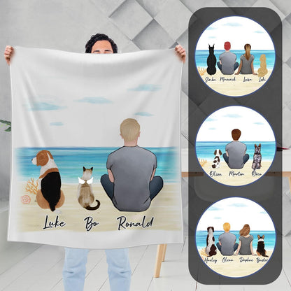 Beach Sand Personalized Pet & Owner Blanket - Custom Printed