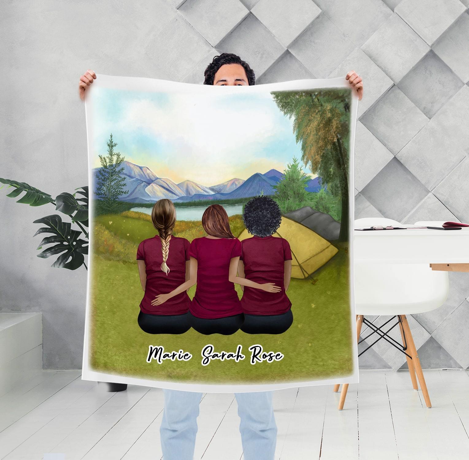 Camping Personalized Best Friend Sister Blanket