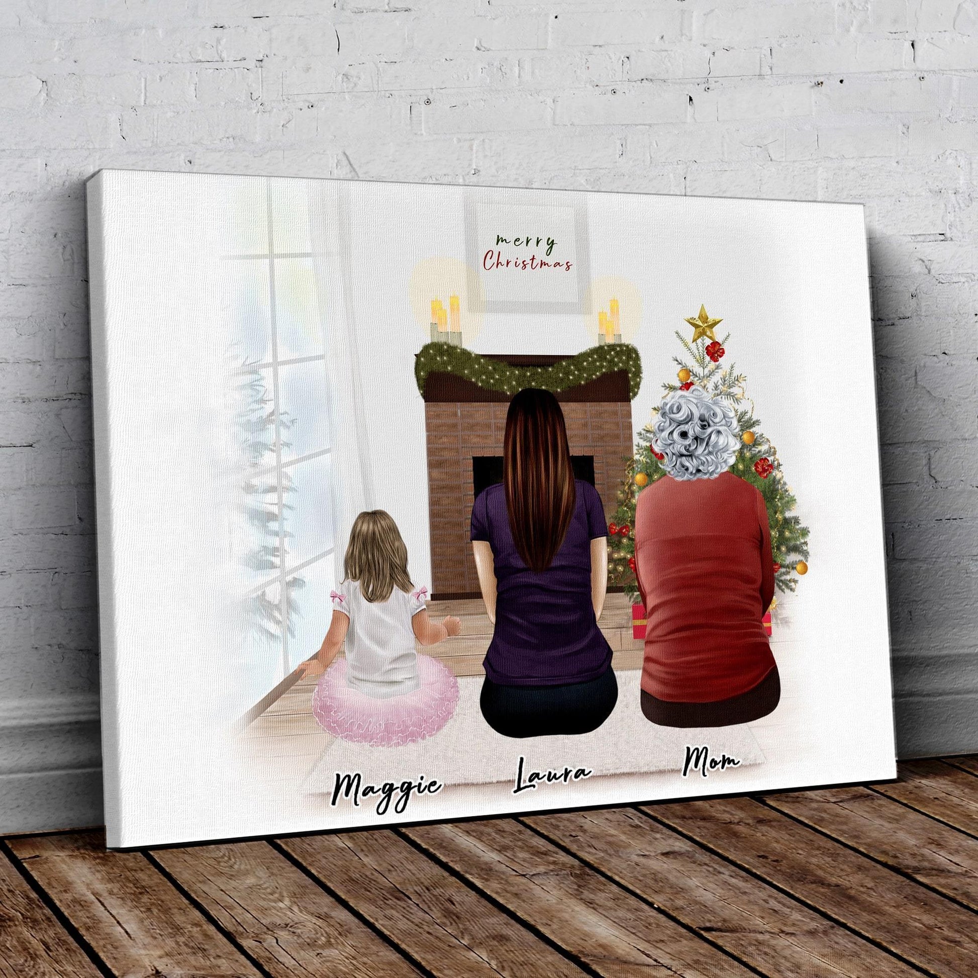 Christmas Scene Personalized Family Wrapped Canvas
