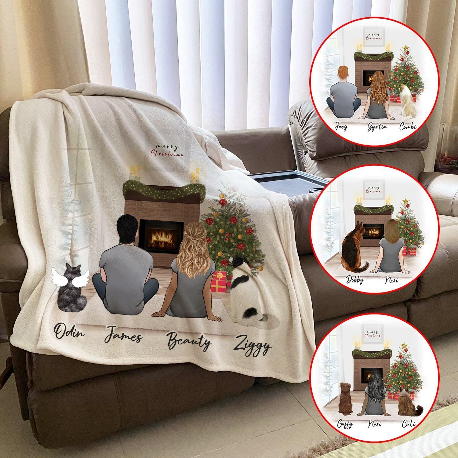 Christmas Scene Personalized Pet & Owner Custom Printed Blanket