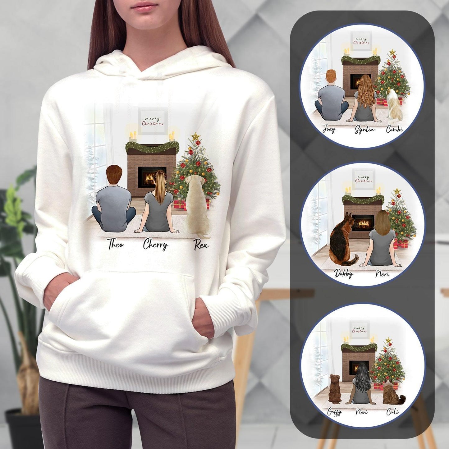 Christmas Scene Personalized Pet & Owner Hoodies