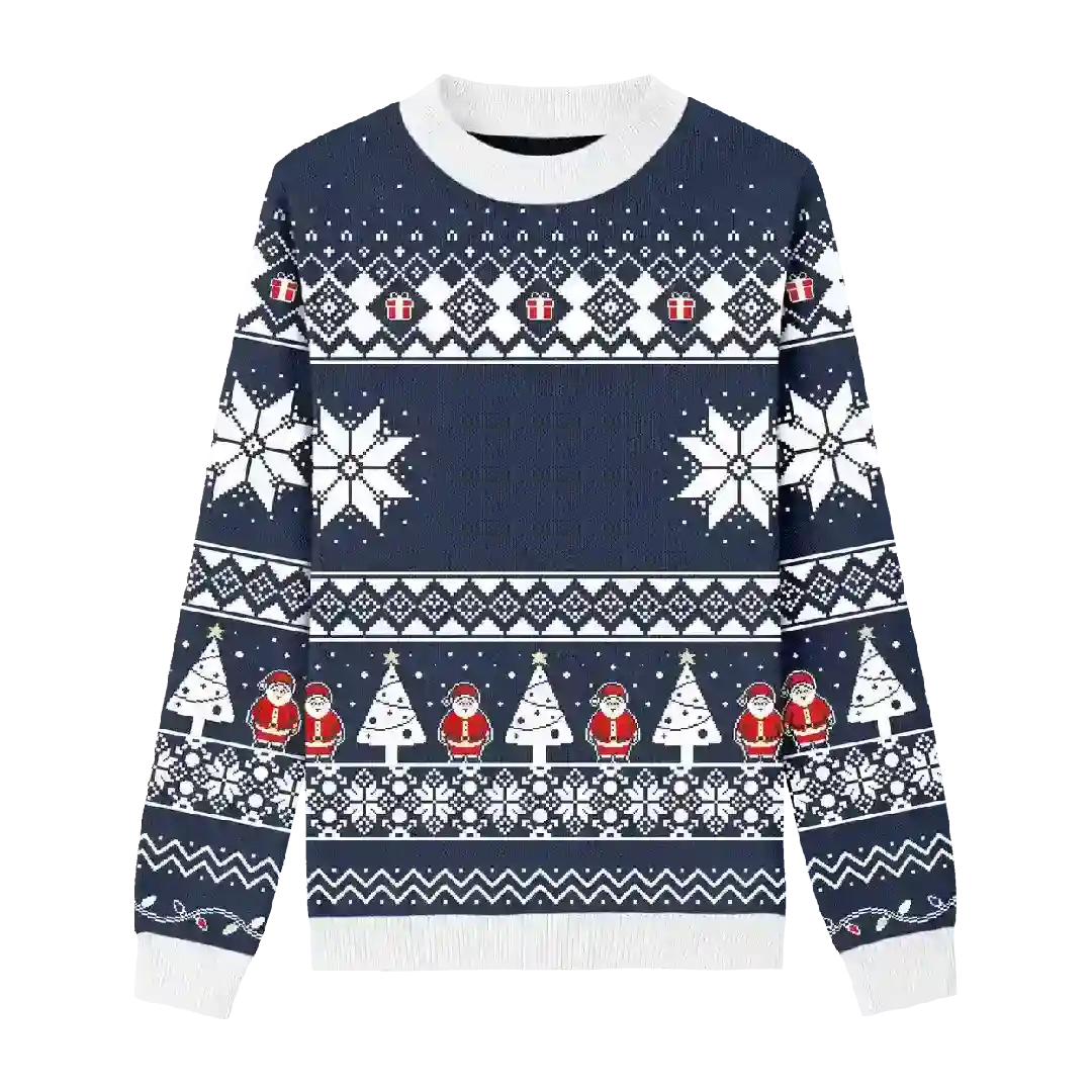 Custom Pet Knitted Holiday Sweater - Snowflake Navy