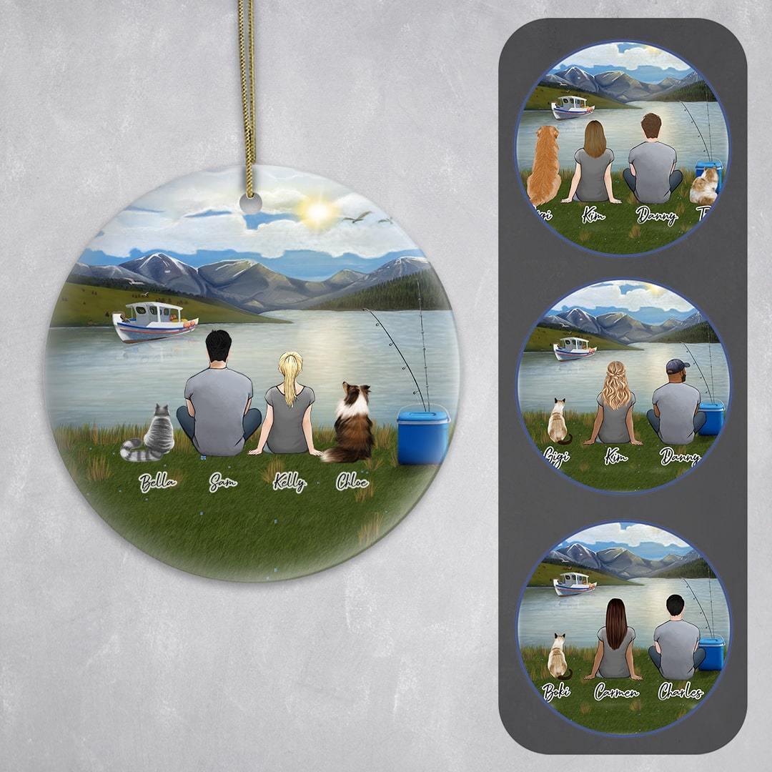 Fishing Circle Ornament - Personalized Pet & Owner