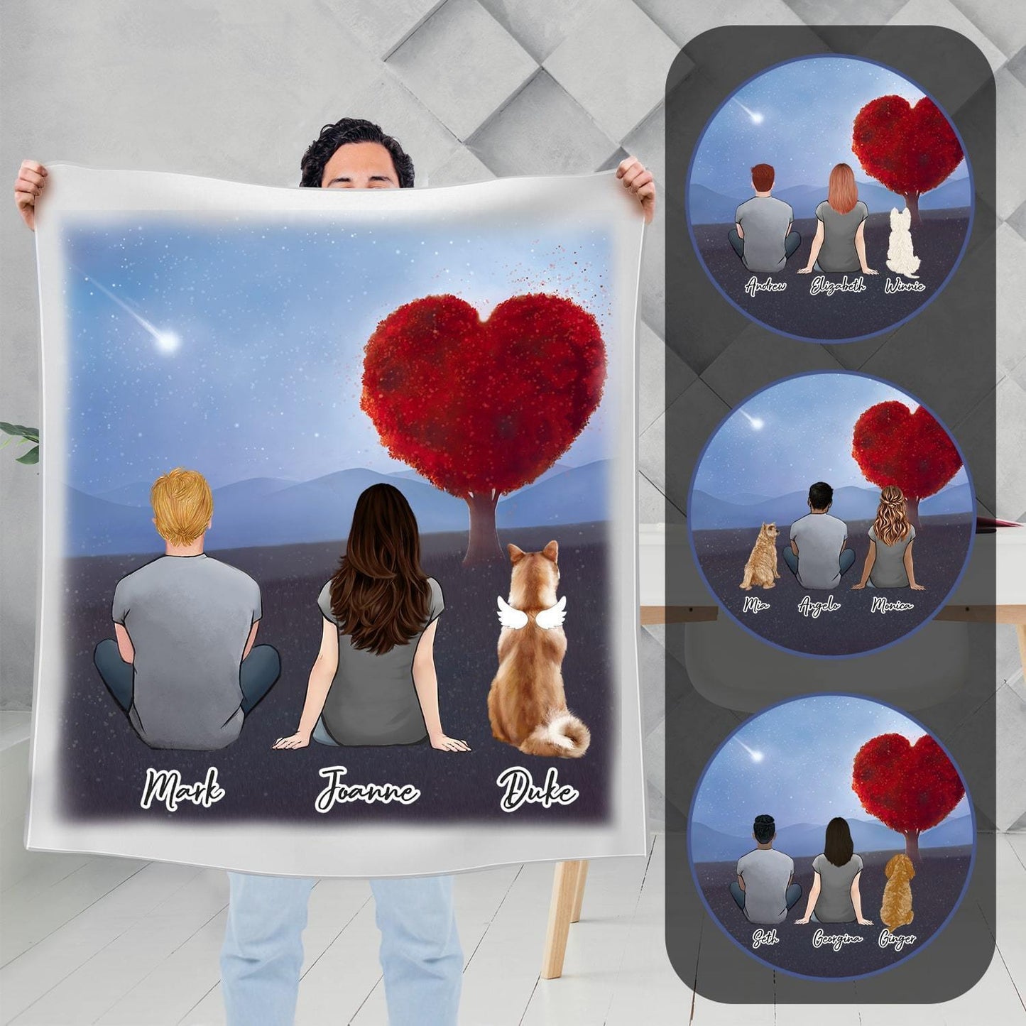 Heart Tree Personalized Pet & Owner Blanket - Custom Printed