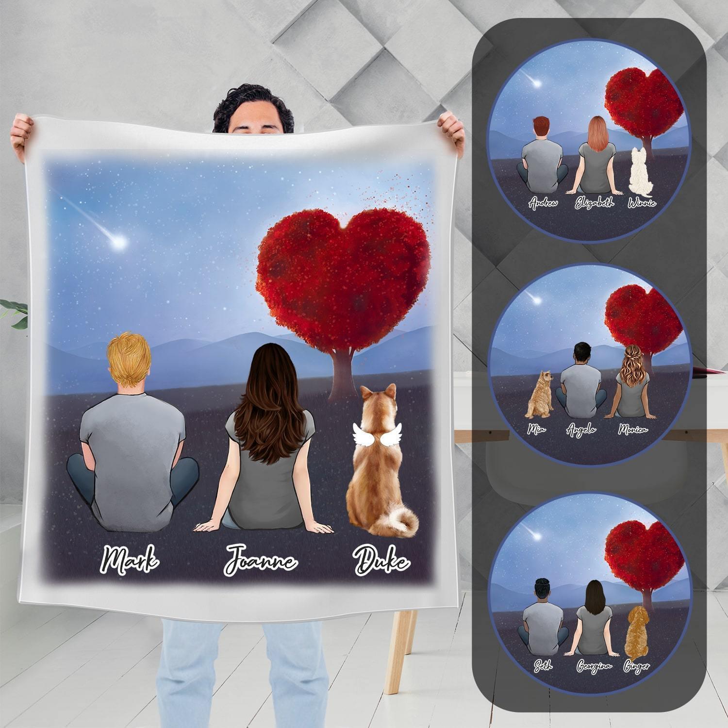 Heart Tree Personalized Pet & Owner Blanket - Custom Printed