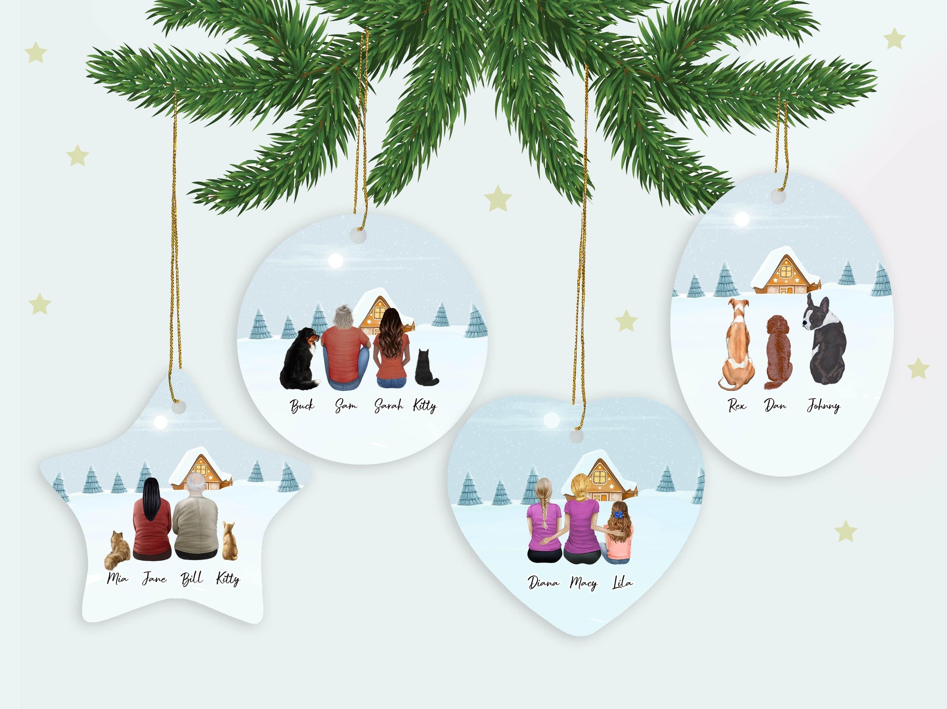 Holiday Heart Ornament - Pet & Owner Personalized