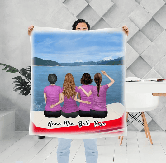 On A Boat Personalized Best Friend Sister Blanket