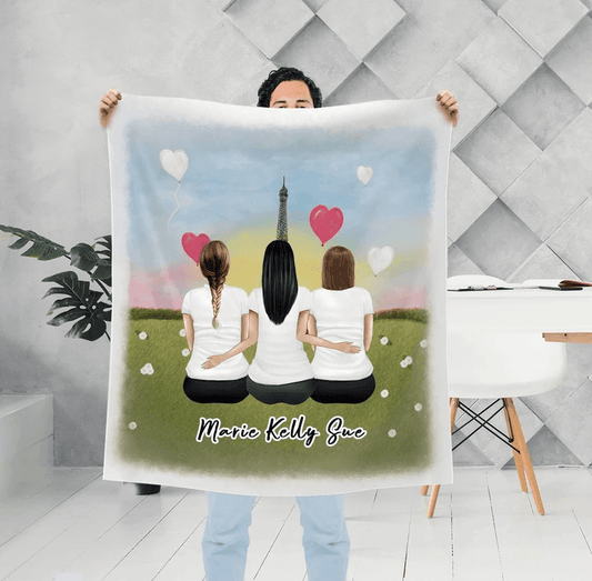 Paris Personalized Best Friend Sister Blanket