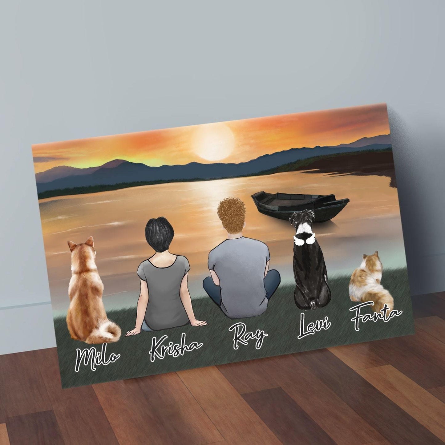 Sunset Personalized Pet & Owner Wrapped Canvas