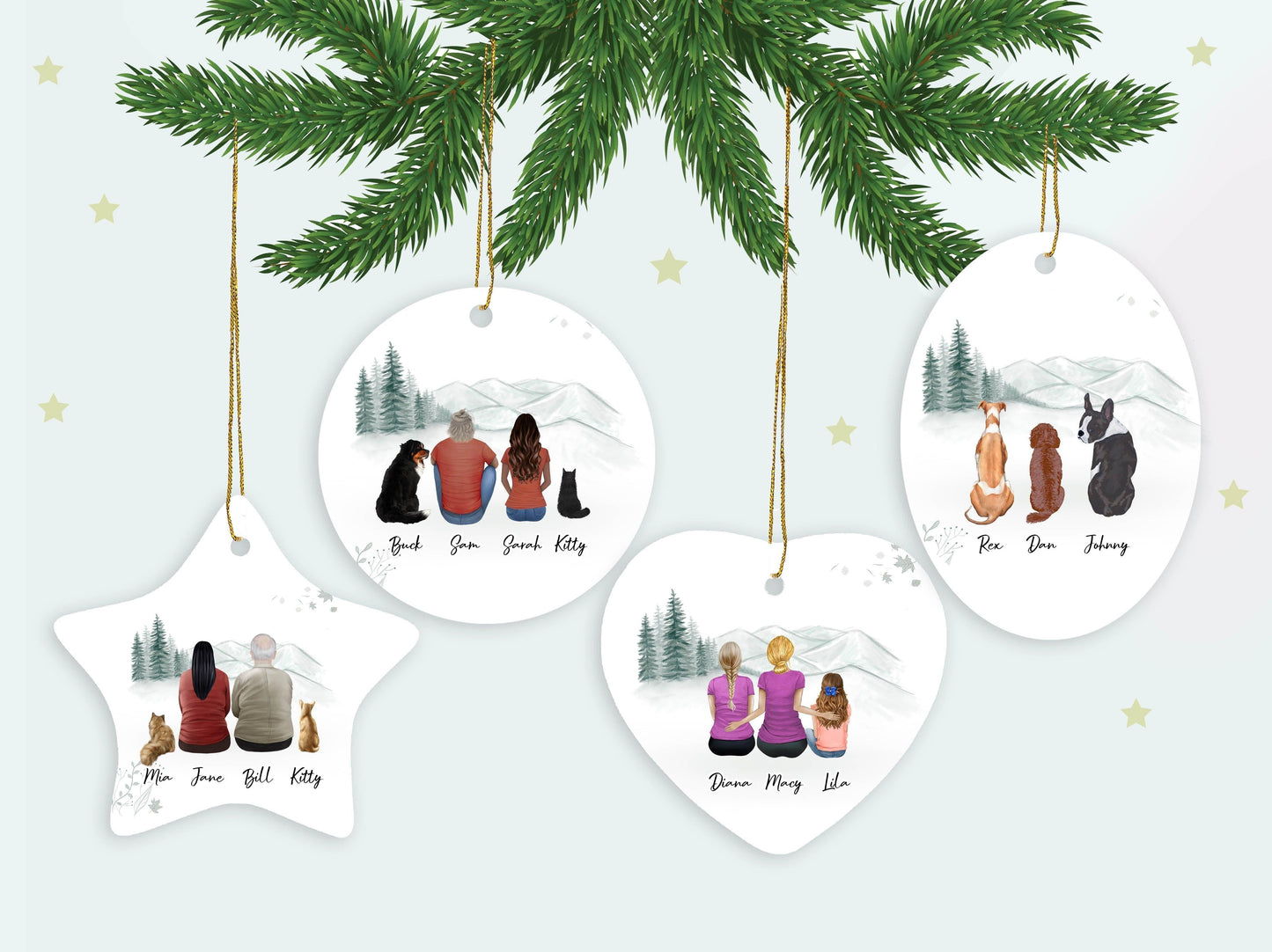White Mountains Oval Ornament - Pet & Owner Personalized